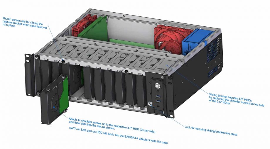Sliger CX3701, 3U 15in NAS Rackmount Server Case - 3.5" Bays