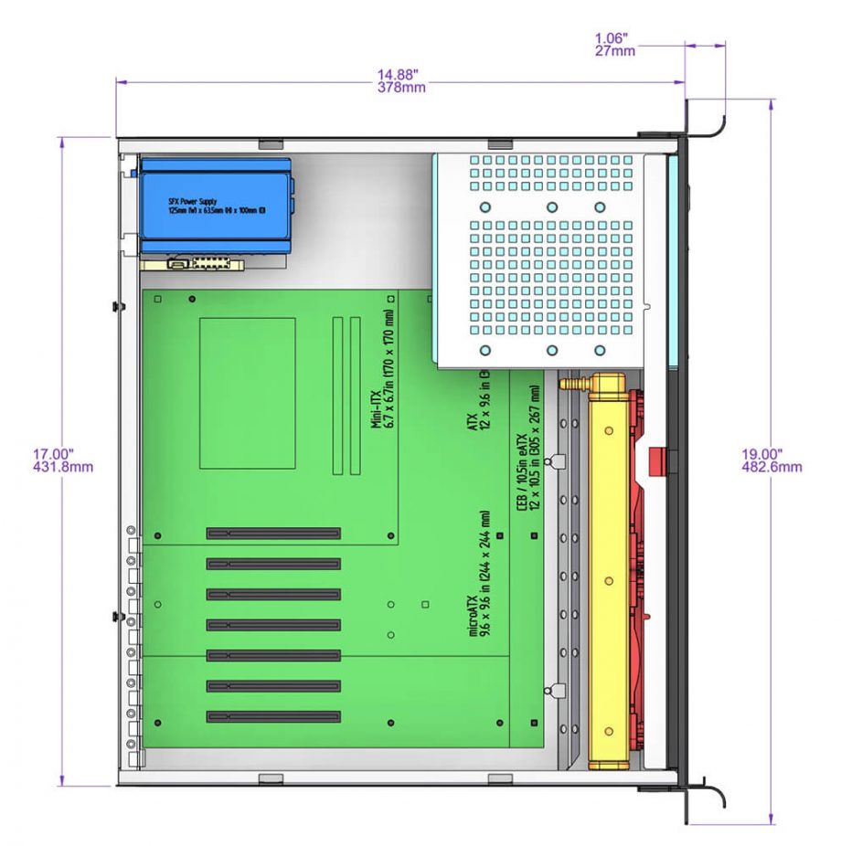 Sliger CX3150i, 3U 15in Rackmount Server Case - 5.25" Bay and 240mm AIO Support